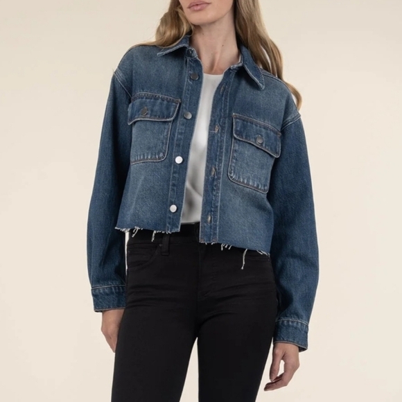 Kut from the Kloth Jackets & Blazers - NWT Kut from the Kloth Women's Lana Cropped Cut Off Jean Denim Jacket Size Large
